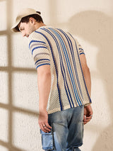 Off White Striped Crochet Knitted Shirt Shirts Fugazee 