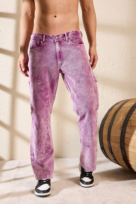 Purple Cord Dyed Carpenter Pants Trousers Fugazee 