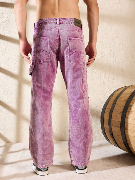 Purple Cord Dyed Carpenter Pants Trousers Fugazee 