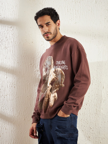 Brown Summit Seeker Oversized Sweatshirt Sweatshirts Fugazee 