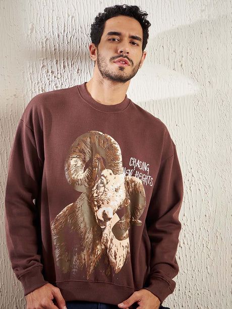 Brown Summit Seeker Oversized Sweatshirt Sweatshirts Fugazee 