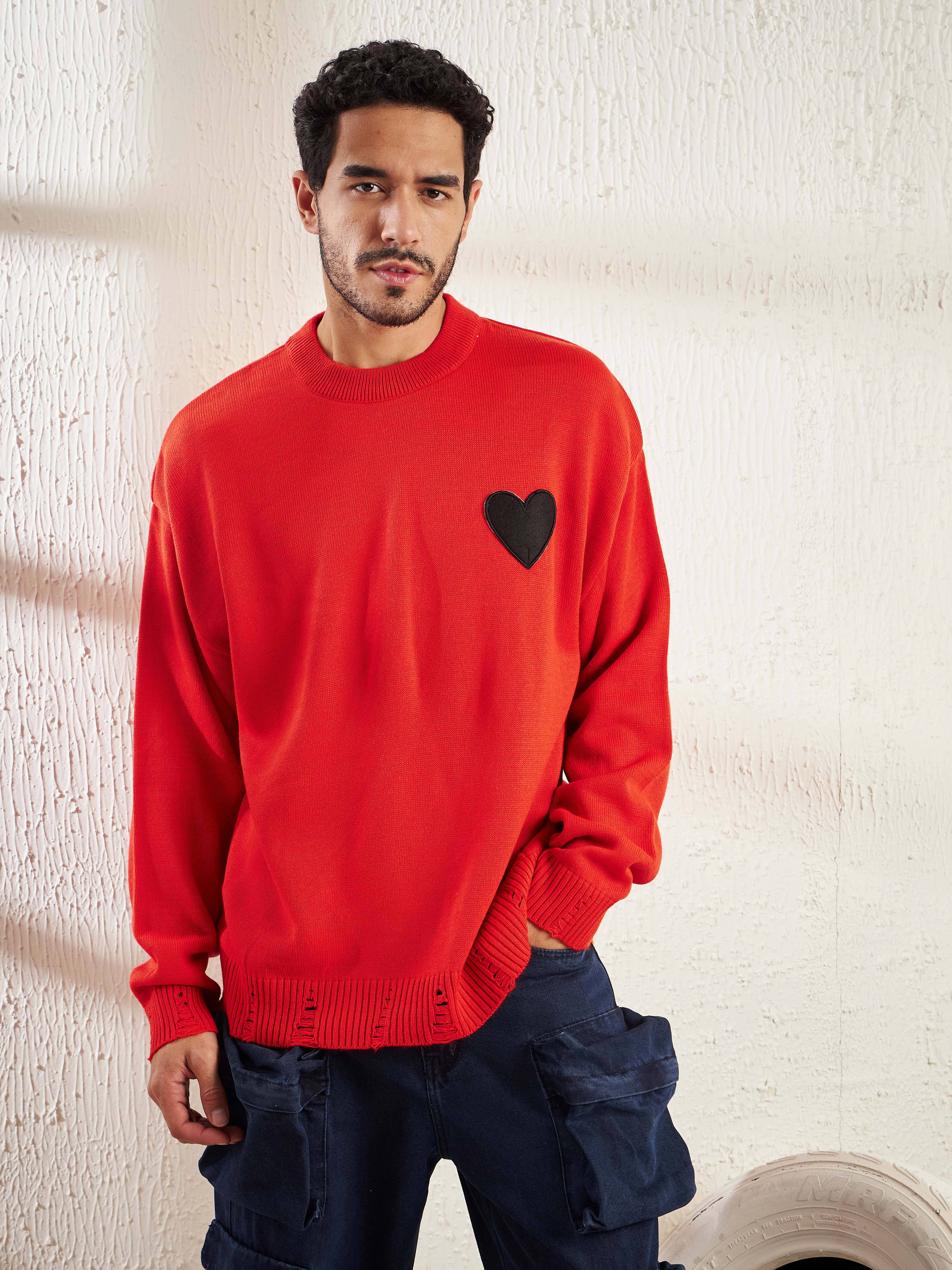 Distressed hotsell red sweater