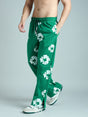 Green Floral Boot Cut Trackpant Trackpants Fugazee 