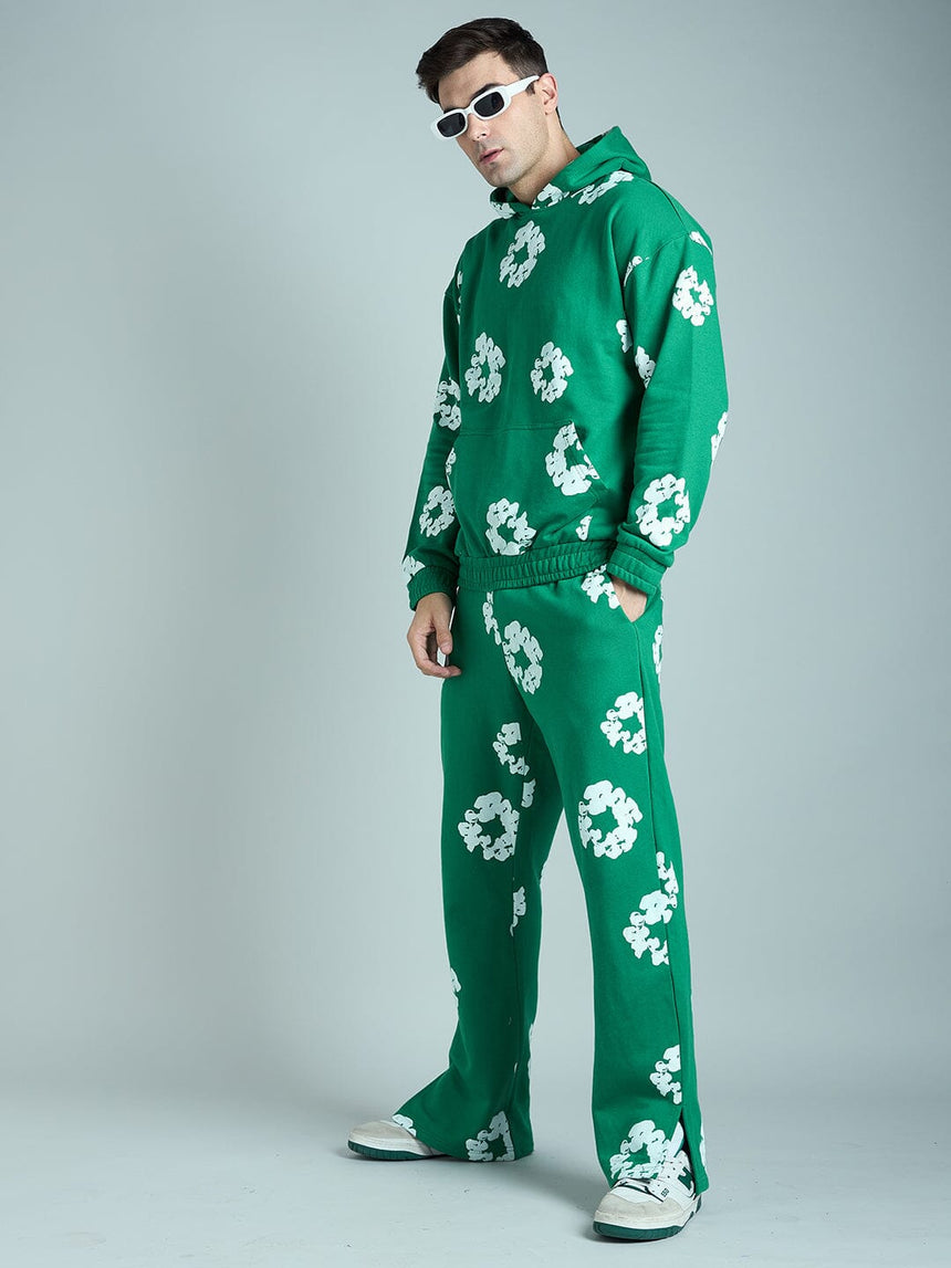 Green Floral Oversized Tracksuit Tracksuits Fugazee 