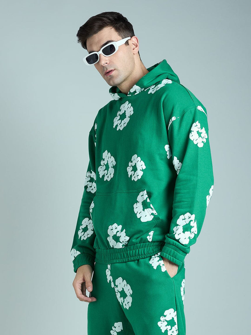 Green Floral Oversized Hoodie Sweatshirts Fugazee 