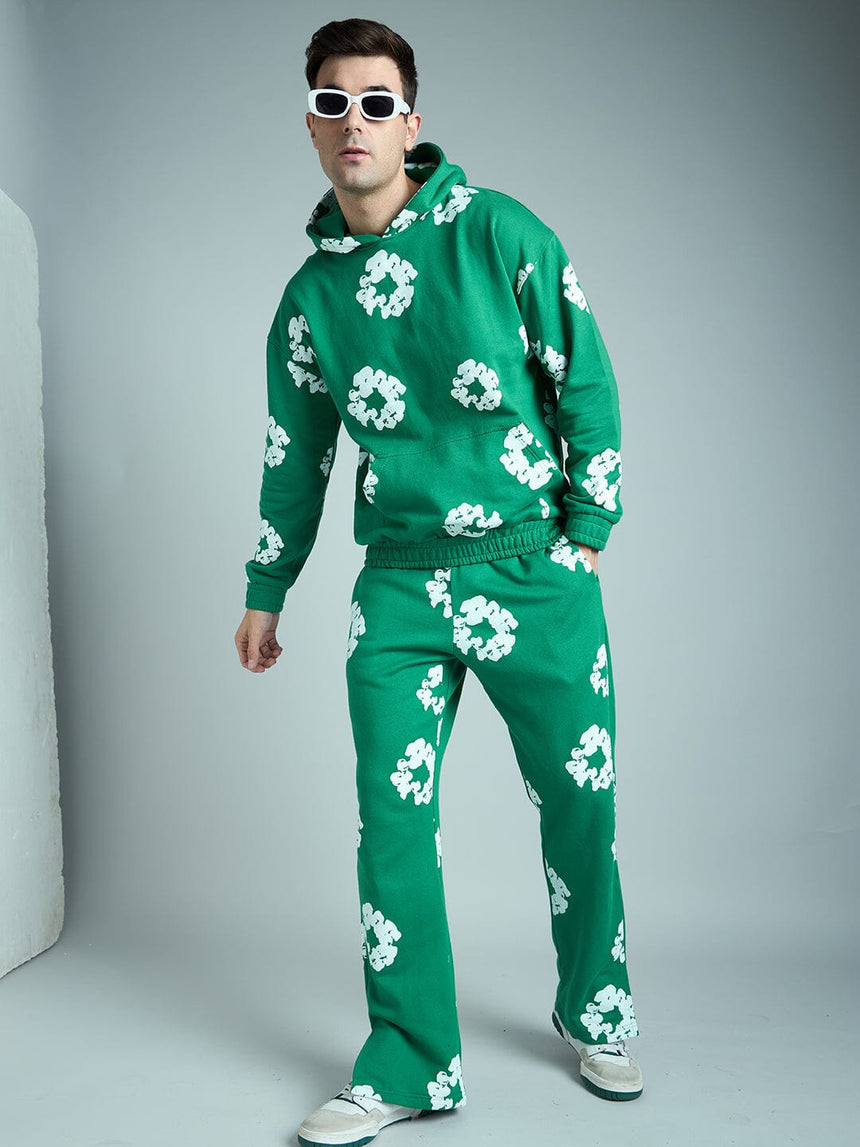 Green Floral Oversized Tracksuit Tracksuits Fugazee 