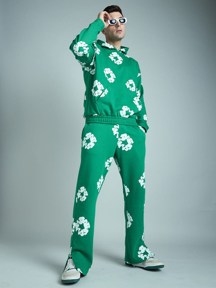 Green Floral Oversized Tracksuit Tracksuits Fugazee 