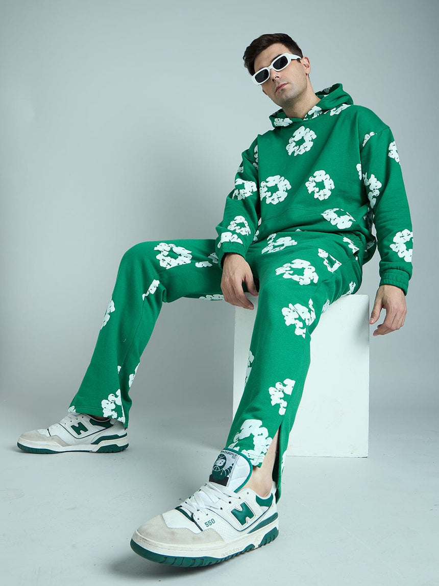 Green Floral Oversized Tracksuit Tracksuits Fugazee 