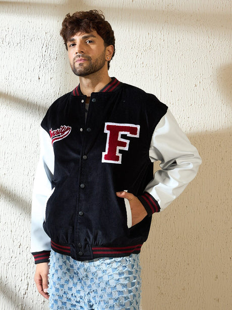 Black Corduroy Varsity Jacket Jackets Fugazee 