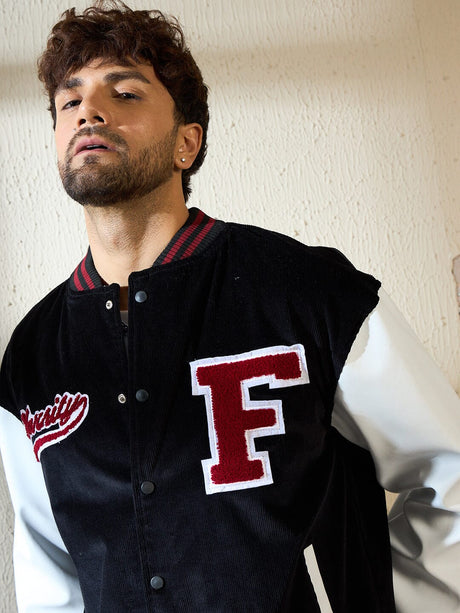 Black Corduroy Varsity Jacket Jackets Fugazee 