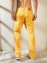 Yellow Washed Corduroy Patch Denim Jeans Fugazee 