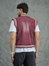 Maroon Tactical Denim Sleeveless Jacket Jackets Fugazee 