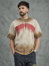 Biege Washed Faded Graphic Oversized Tee T-shirts Fugazee 