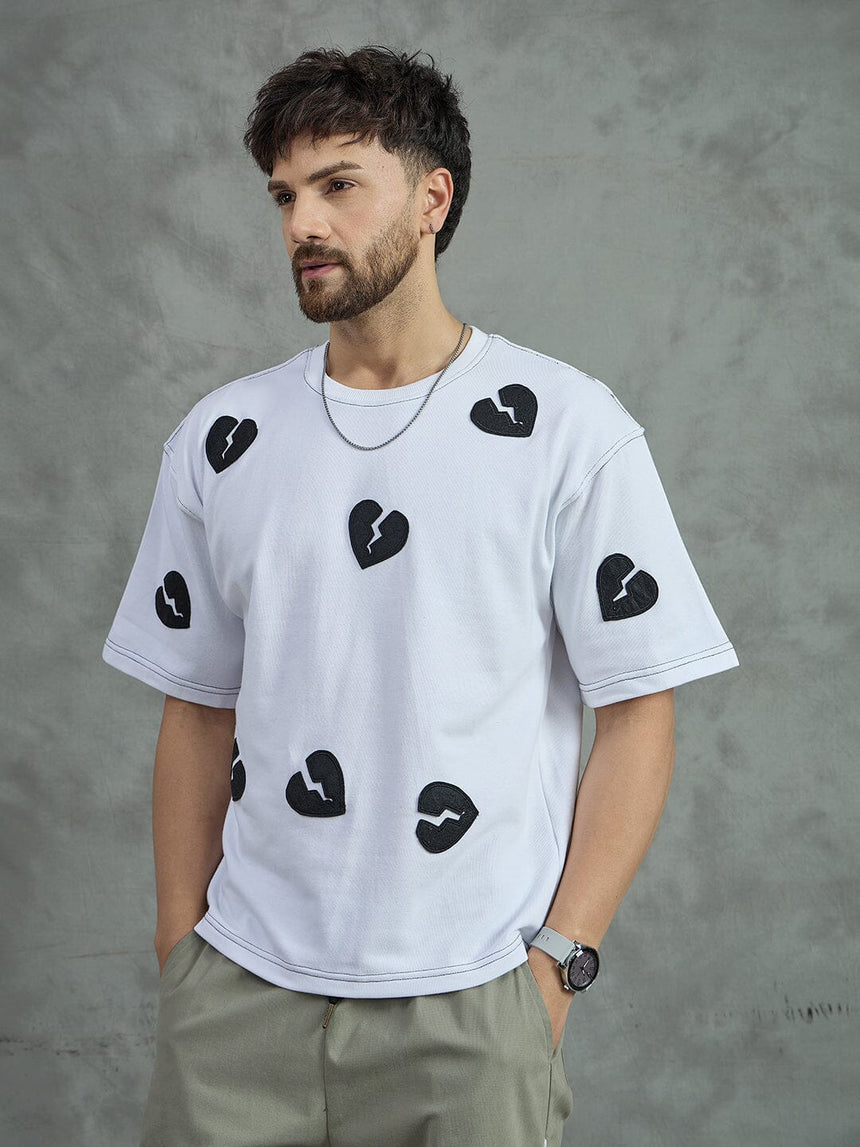 White HeartBreaker Embroidery T-Shirt T-shirts Fugazee 