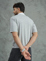 Grey Cropped Raw Edge Polo T-Shirt T-shirts Fugazee 