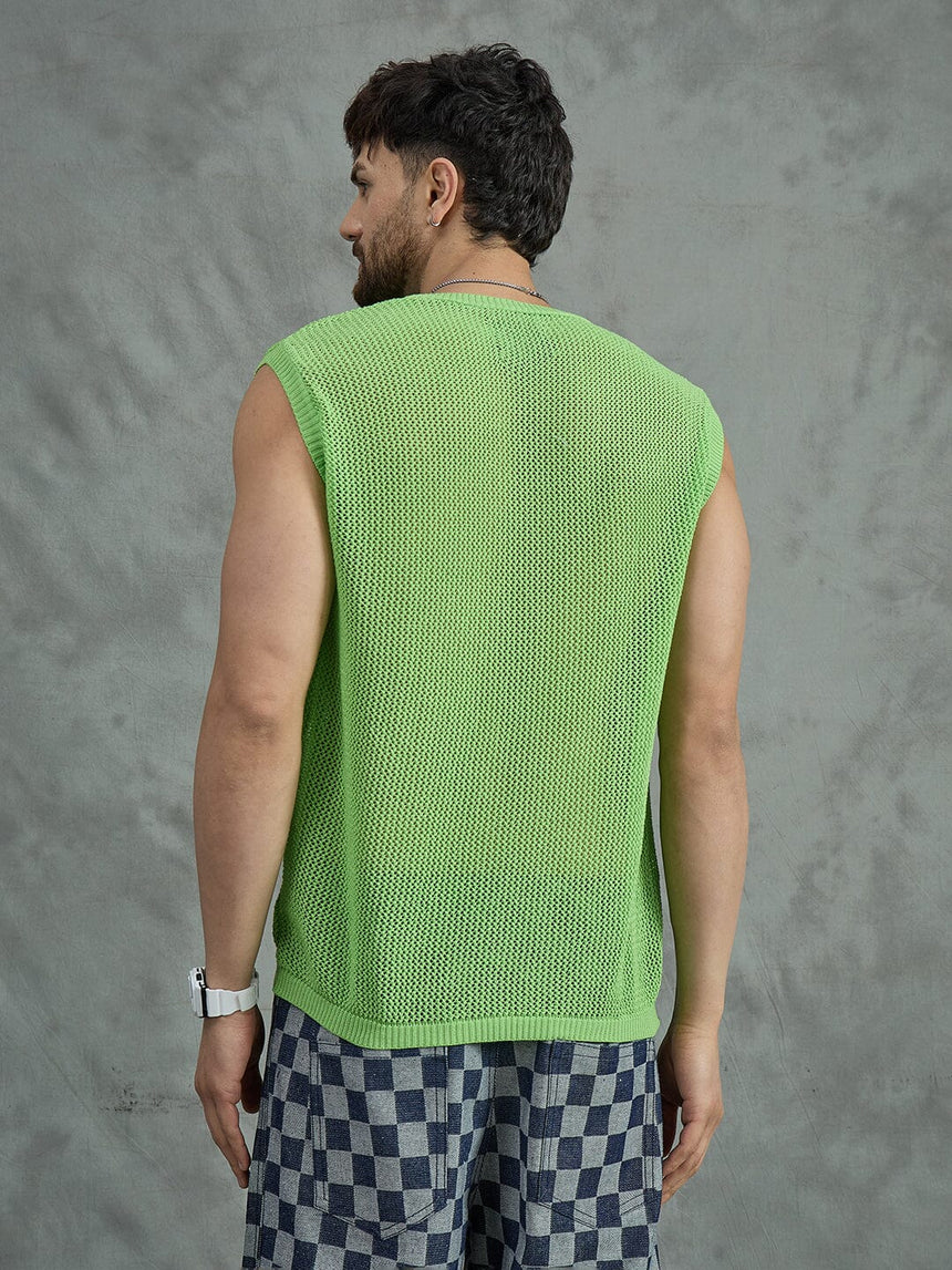 Lime Green Sun Graphic Vest T-shirts Fugazee 