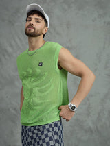 Lime Green Sun Graphic Vest T-shirts Fugazee 