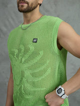 Lime Green Sun Graphic Vest T-shirts Fugazee 