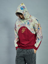 Maroon Tie Dye Cut & Sew Baggy Hoodie Sweatshirts Fugazee 