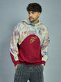 Maroon Tie Dye Cut & Sew Baggy Hoodie Sweatshirts Fugazee 