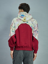 Maroon Tie Dye Cut & Sew Baggy Hoodie Sweatshirts Fugazee 