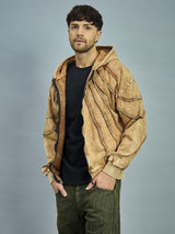 Clay Dyed Pleated Raw Edge Oversized Hoodie Sweatshirts Fugazee 