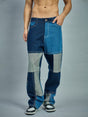 Indigo Colour Blocked Straight Fit Denim Jeans Fugazee 