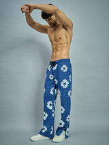 Navy Floral Boot Cut Trackpants Trackpants Fugazee 