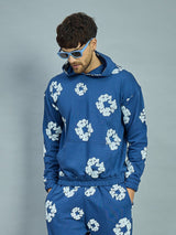 Navy Floral Oversized Hoodie Sweatshirts Fugazee 