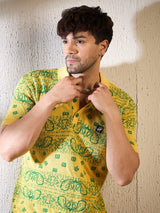 Lemon Paisley Knitted Polo Tshirt T-shirts Fugazee 