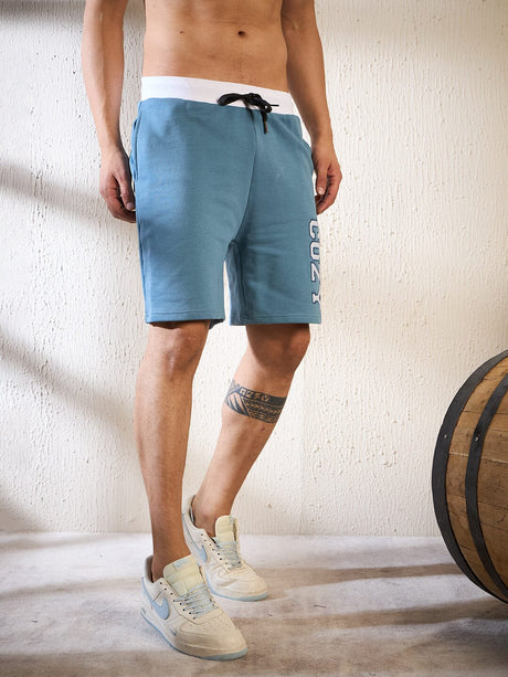 Blue Cozy Embroirdered Shorts Shorts Fugazee 