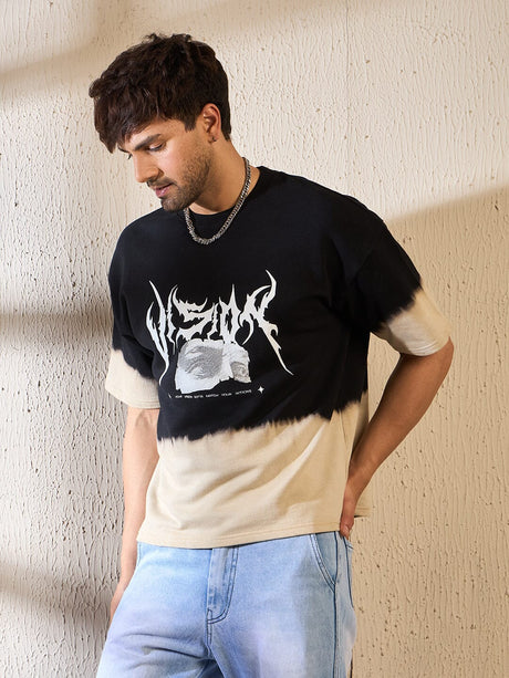 Black & White Ombre Dye Oversized Tshirt T-shirts Fugazee 