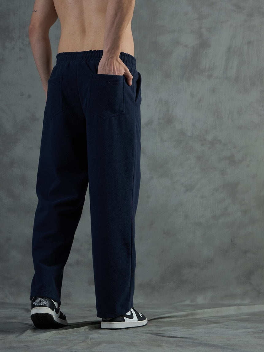 Navy Polar Fleece Relaxed Fit Trackpant Trackpants Fugazee 