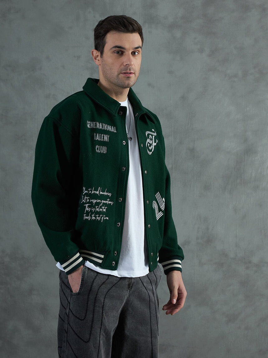 Green Generational Talent Varsity Jacket Jackets Fugazee 