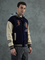 Navy Cupid Sniper Hooded Varsity Jacket Jackets Fugazee 