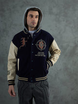 Navy Cupid Sniper Hooded Varsity Jacket Jackets Fugazee 