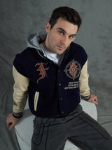 Navy Cupid Sniper Hooded Varsity Jacket Jackets Fugazee 