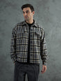 Grey Plaid Woollen OverShirt Shackets Fugazee 