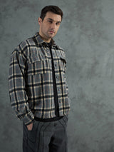 Grey Plaid Woollen OverShirt Shackets Fugazee 