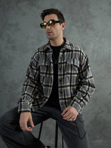 Grey Plaid Woollen OverShirt Shackets Fugazee 