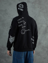 Black Graffiti Oversized Hoodie Sweatshirts Fugazee 