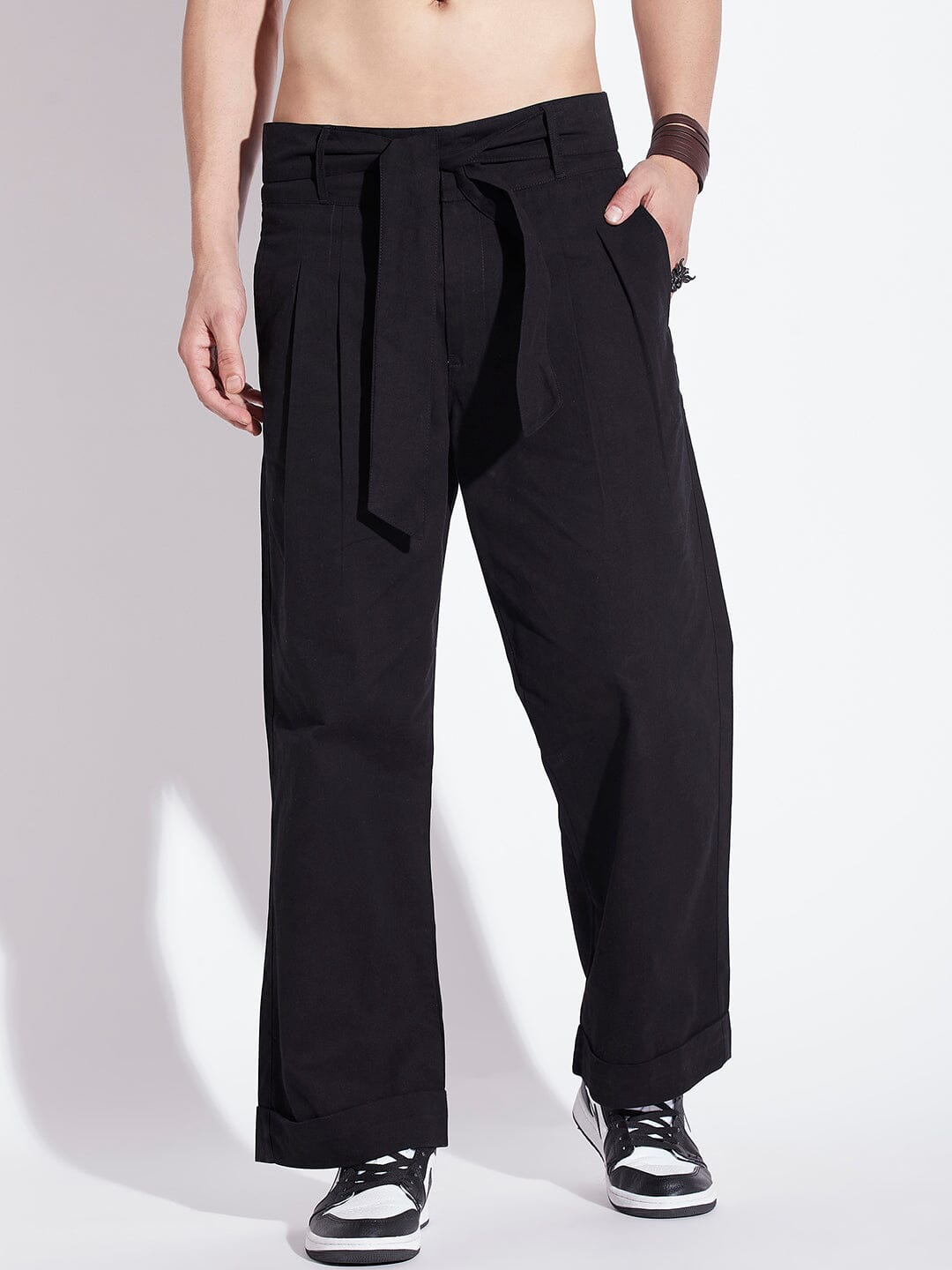 Buy MyMei Men's Cargo Pants Multi-Pockets Baggy Trousers Military Style  Bottom Wear Khaki at Amazon.in