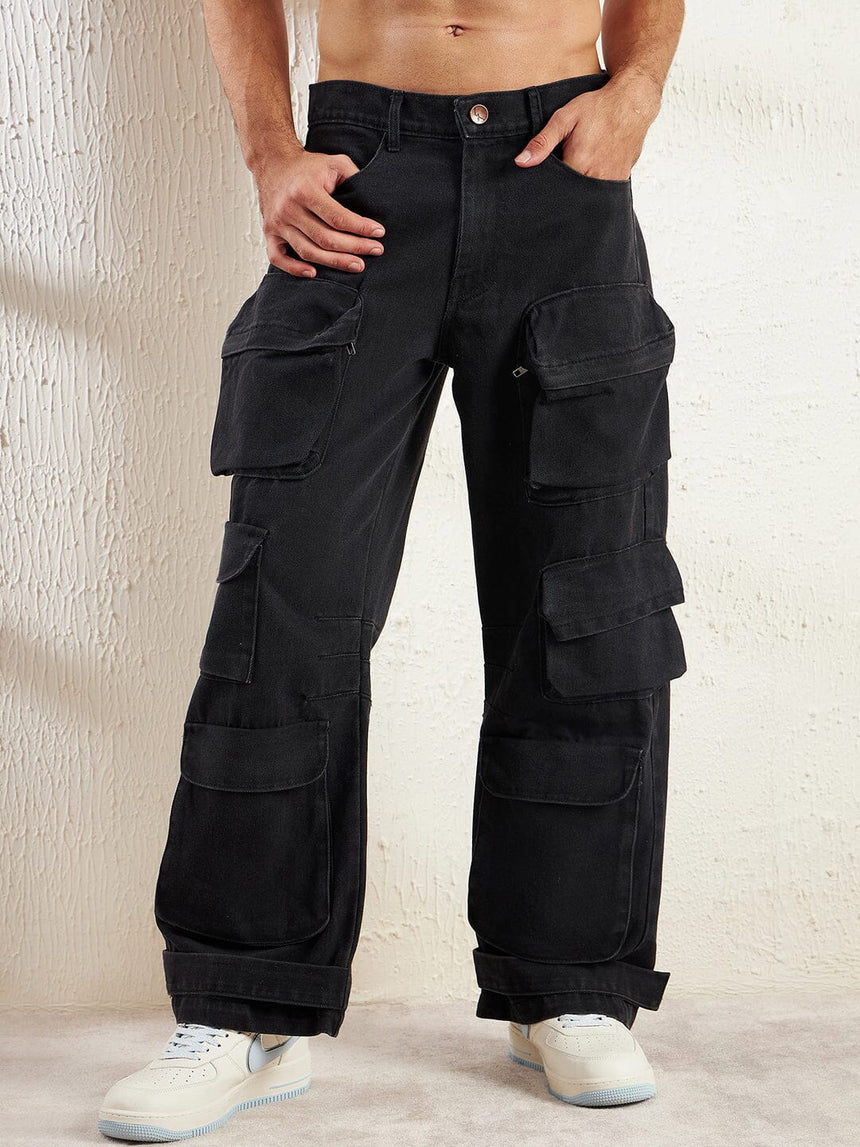 Route One Super Baggy Cargo Pant - Black