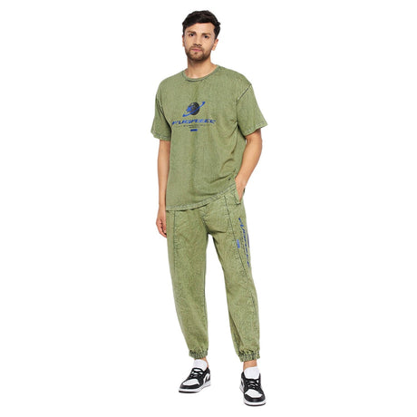 Green Acid Wash Tshirt and Trackpants Clothing Set Clothing Set Fugazee 