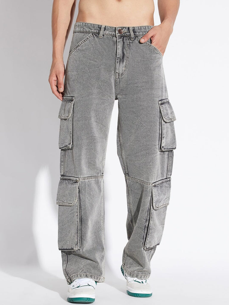 Grey Baggy Cargo Denim | Buy Baggy Jeans | Fugazee – FUGAZEE