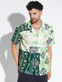 Green Baroque Print Cuban Shirt Shirts Fugazee 