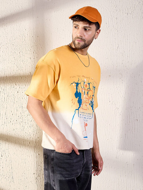 Yellow Ombre Oversized Graphic Tshirt T-shirts Fugazee 