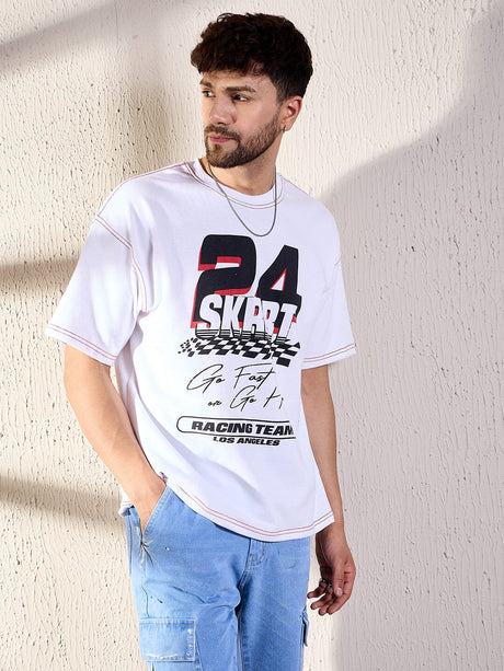 White Racing Graphic Oversized Tshirt T-shirts Fugazee 