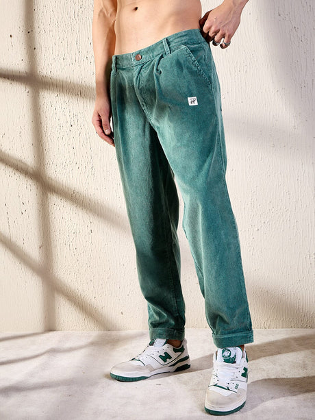 Sea Blue Slouchy Korean Corduroy Pants Trousers Fugazee 