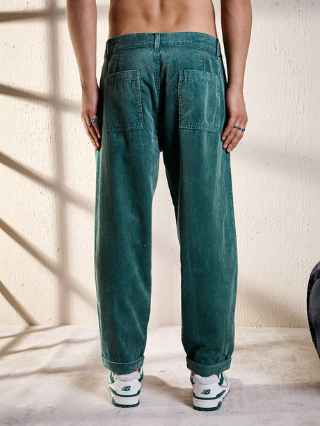 Sea Blue Slouchy Korean Corduroy Pants Trousers Fugazee 